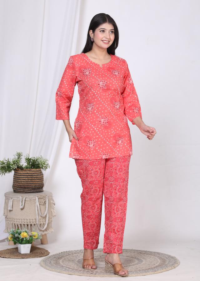 Women Top & Pyjama Set Multicolor Floral Print