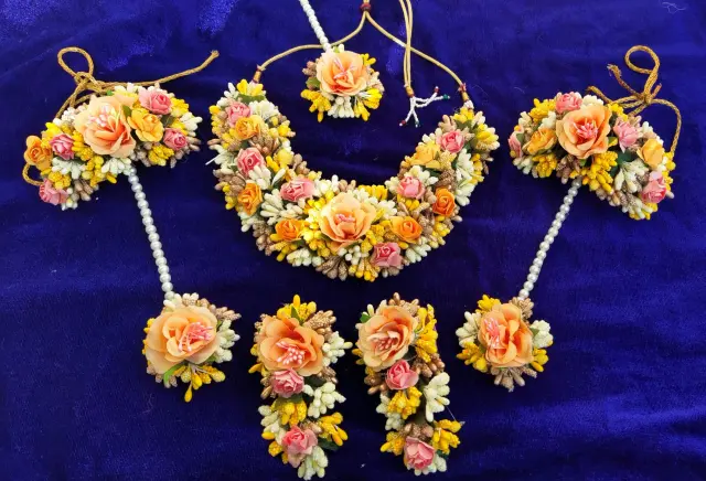 Flower jewellery for haldi / mehndi