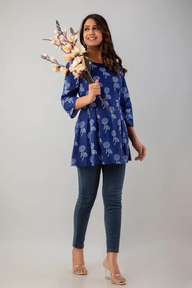 Cotton Printed Blue Top