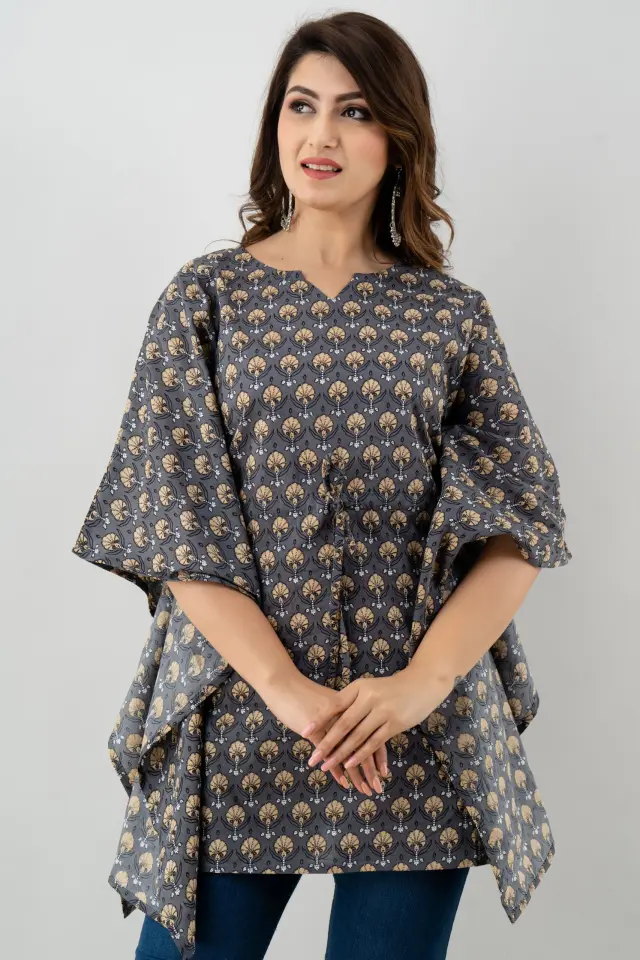 Women's Cotton Kaftan Grey