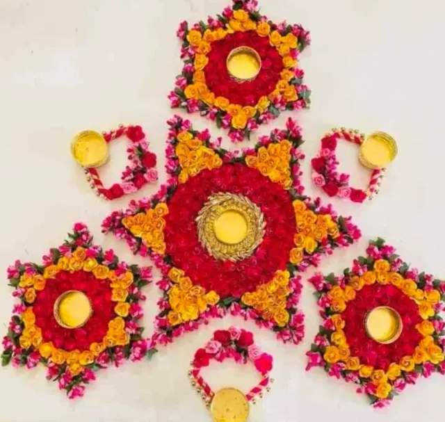 Dry flower rangoli