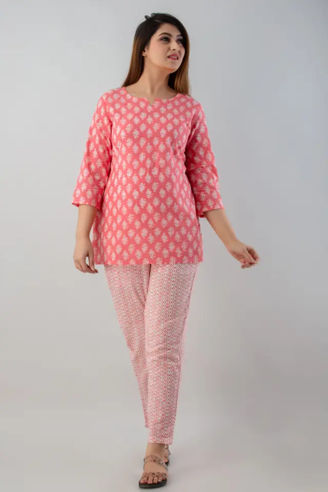 Cotton Printed Pink Night Suit