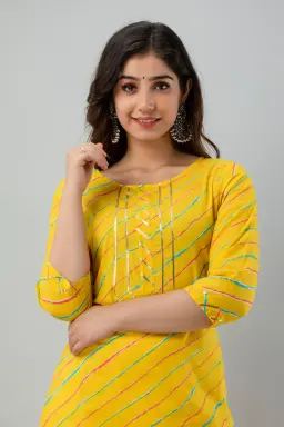 Yellow Leheriya Sharara Set