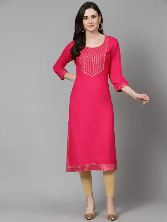 Pink Sequence Kurtis