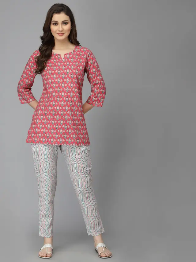Pink Blossom Cotton Night Suits for Girls