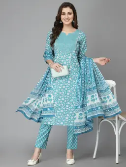 Aqua Blue Kurta Sets for Women