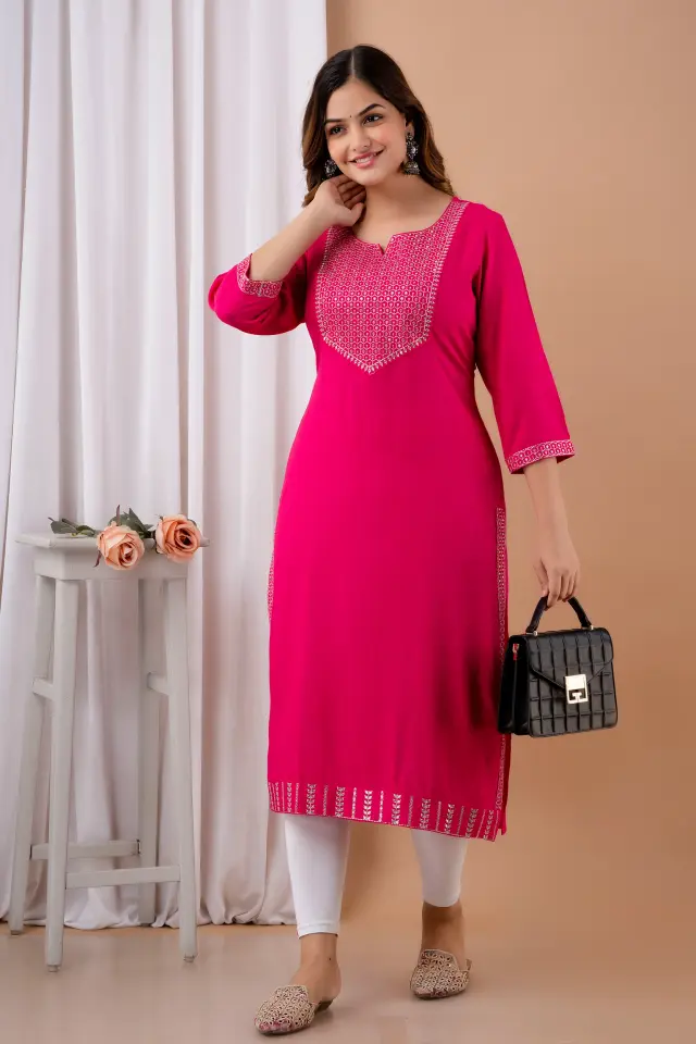 Pink Rayon Kurti