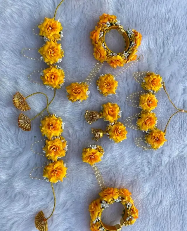 Yellow Flower Jewellery Set for Women & Girls
