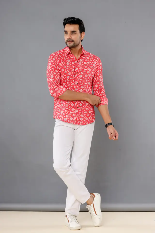 Red Floral Shirts for Men