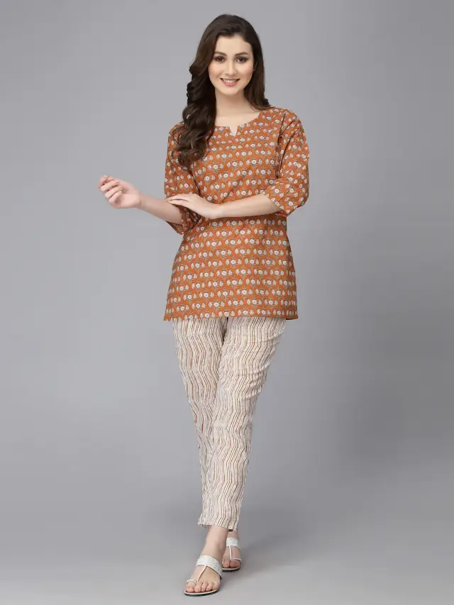 Brown Blossom Night Suits for Women Online