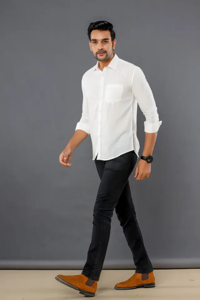 Rayon white shirts for men