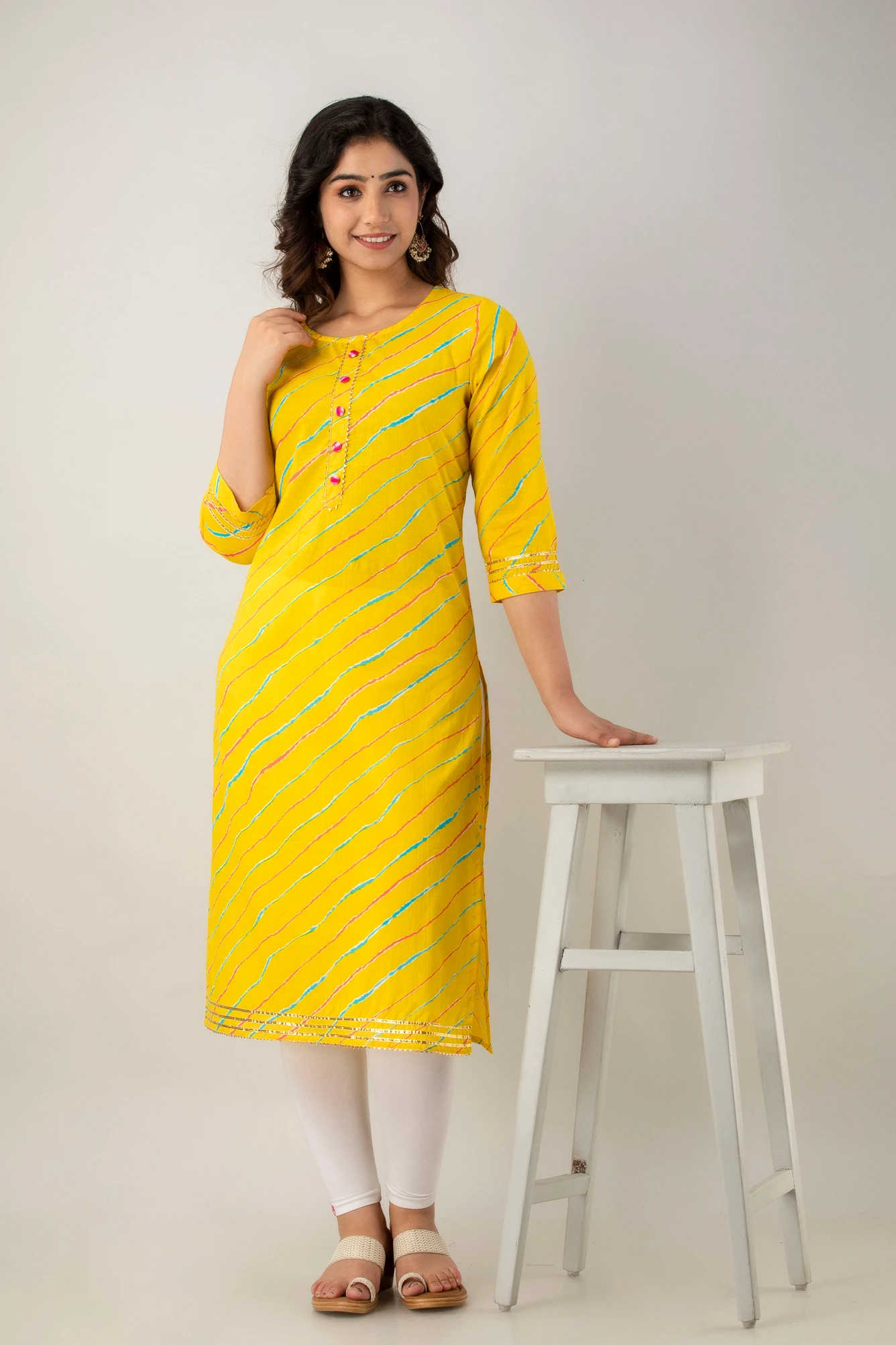 Buy Embroidered Yellow Cotton Dress Online | Yellow Cotton Kurtis Online |  Okhai – Okhaistore