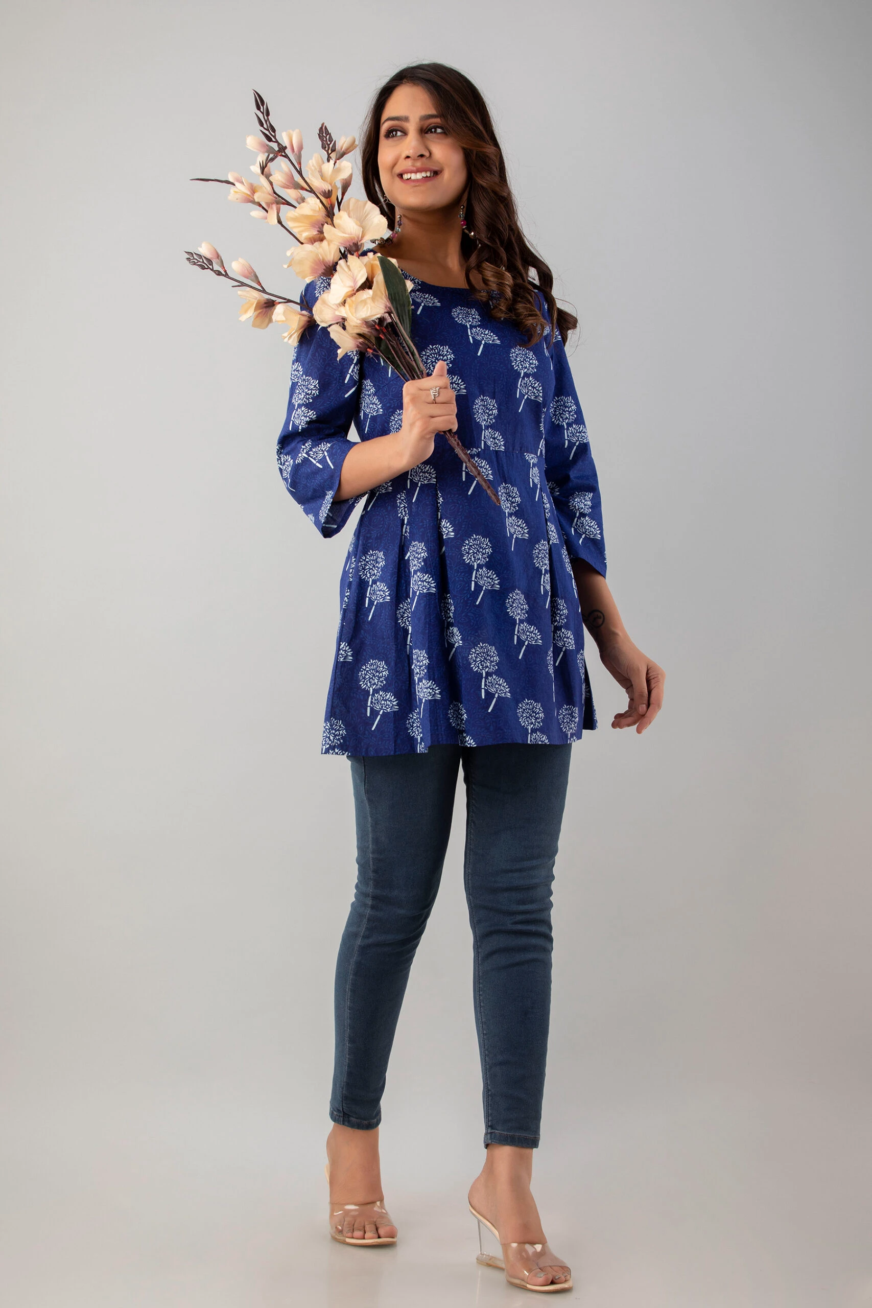Cotton Printed Blue Top