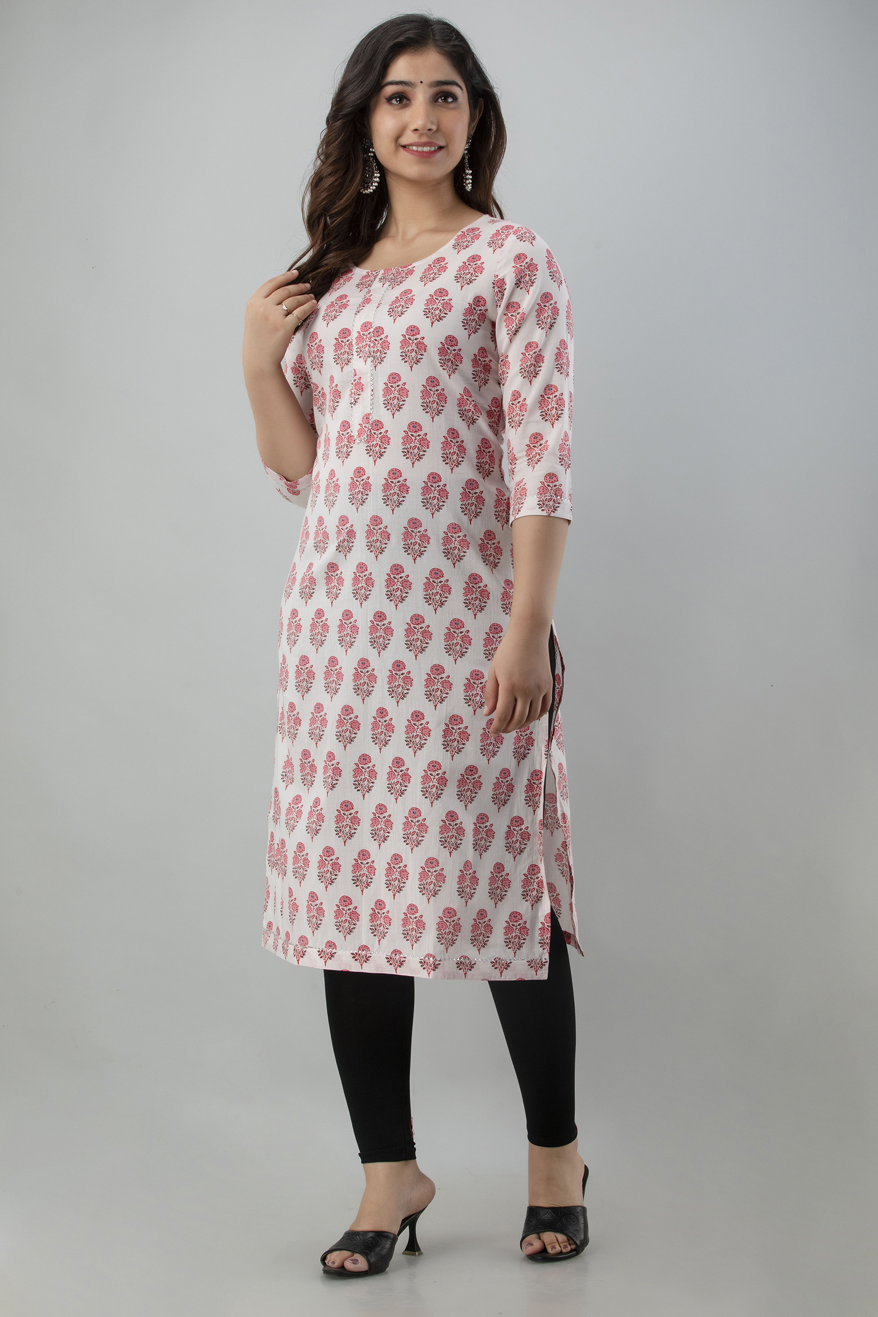 Buy Cream Cotton Floral V Neck Pattern Kurta And Pant Set For Women by  Rivaaj Clothing Online at Aza Fashions.